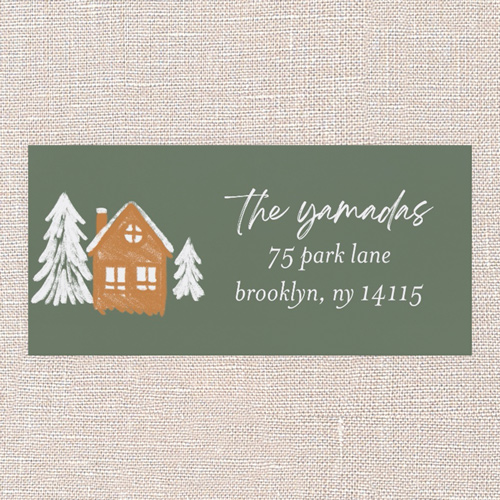 Festive New Dwellings Address Label, Green, Address Label, Matte, Green