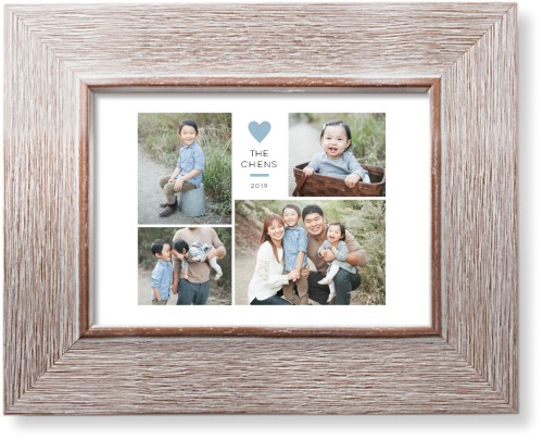 Contemporary Heart Collage Art Print, Rustic, Signature Card Stock, 5x7, Blue, celeste