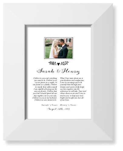 Elegant Wedding Vow Collage Art Print, White, Signature Card Stock, 5x7, Black