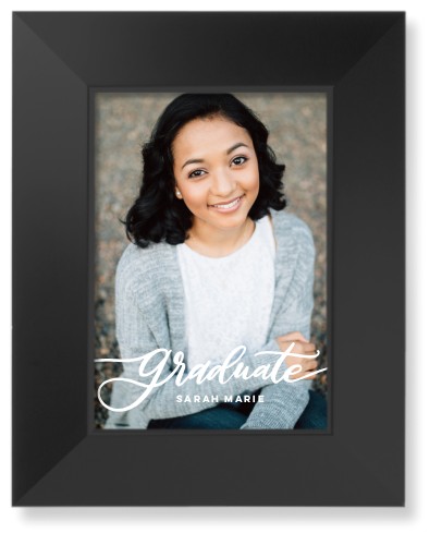 Graduation Script Art Print, Black, Signature Card Stock, 5x7, White, white