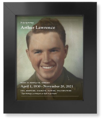 In Memoriam Portrait Art Print, Black, Signature Card Stock, 8x10, White, white