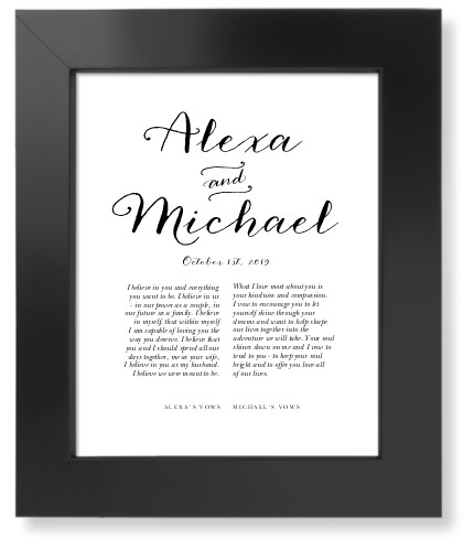 Elegant Wedding Vow Art Print, Black, Signature Card Stock, 8x10, Black