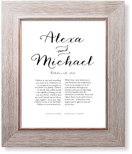 Elegant Wedding Vow Art Print, -Rustic-Black-Signature Card Stock-8x10