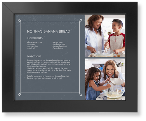 Classic Recipe Border Art Print, Black, Signature Card Stock, 11x14, Gray, slate