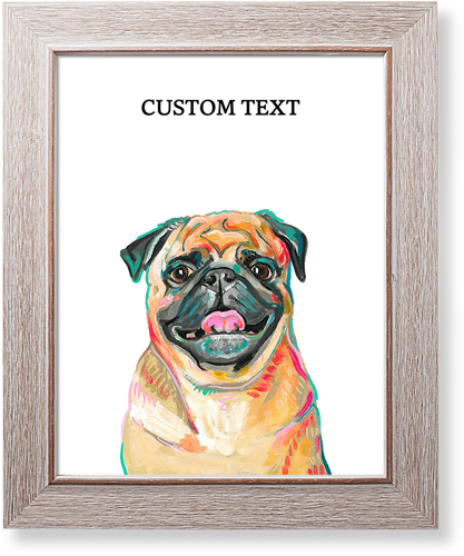 Pug Custom Text Art Print, Rustic, Signature Card Stock, 11x14, Multicolor