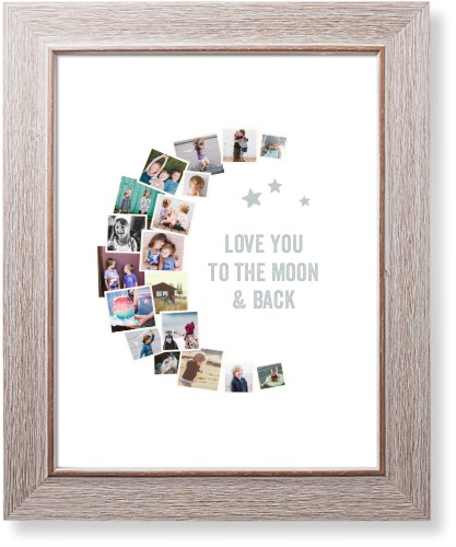 To The Moon Collage Art Print, Rustic, Signature Card Stock, 11x14, White, white