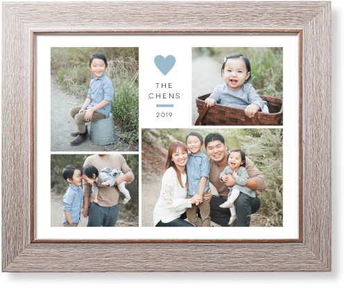 Contemporary Heart Collage Art Print, Rustic, Signature Card Stock, 11x14, Blue, celeste