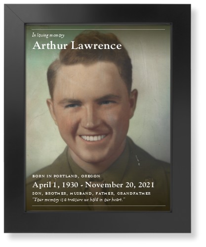 In Memoriam Portrait Art Print, Black, Signature Card Stock, 11x14white