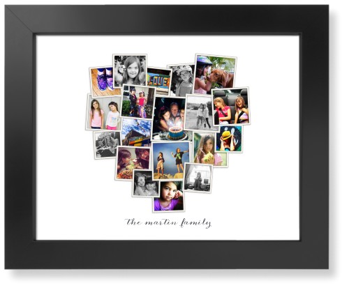 Tilted Heart Collage Art Print, -Black-White-Signature Card Stock-11x14