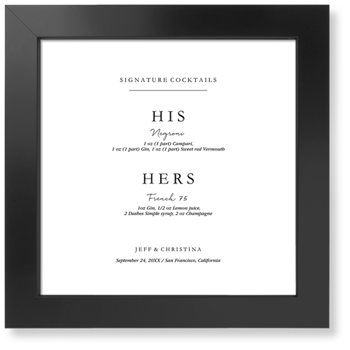 Cocktail Signage Art Print, Black, Signature Card Stock, 12x12, White