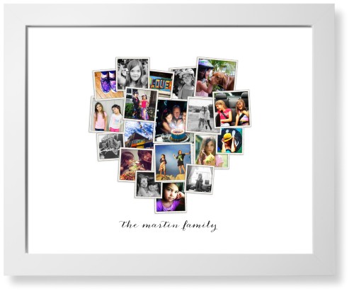 Tilted Heart Collage Art Print, White, Signature Card Stock, 16x20, White