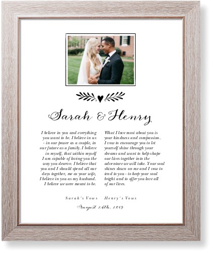 Elegant Wedding Vow Collage Art Print, Rustic, Signature Card Stock, 16x20, Black