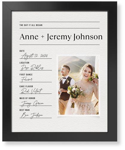 Wedding Journal Entry Art Print, -Black-White-Signature Card Stock-16x20