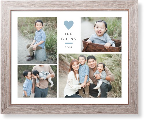 Contemporary Heart Collage Art Print, -Rustic-Blue-Signature Card Stock-16x20