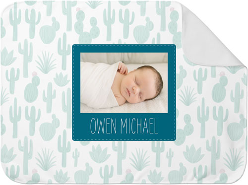 Desert Adventure Cactus Baby Blanket, -Blue