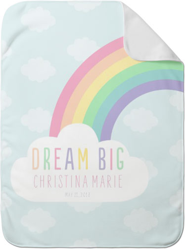 Moon and Stars Rainbow Baby Blanket, -Blue