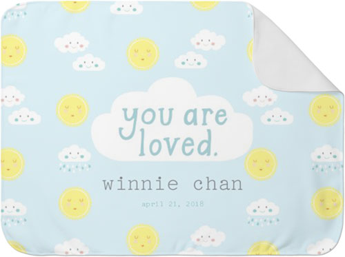 Moon And Stars You Are Loved Baby Blanket, -Blue