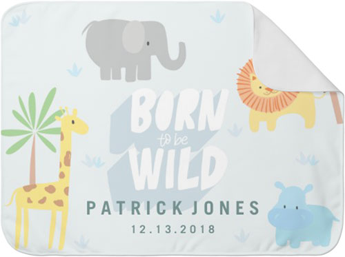Zoo Born to Be Wild Baby Blanket, -Grey