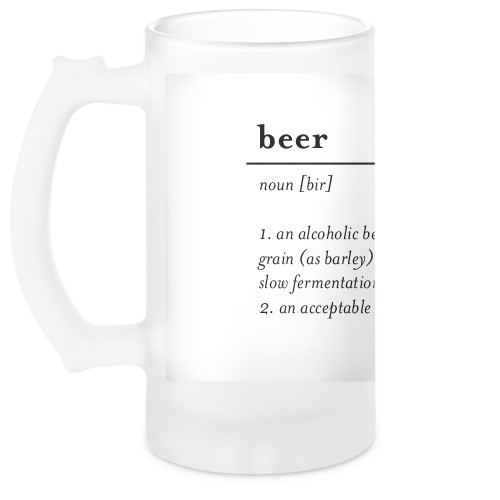 Word Definition Glass Beer Stein, Glass, 16oz, White