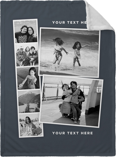Modern Filmstrip Collage Fleece Photo Blanket, Plush Fleece, 30x40, Gray, gray