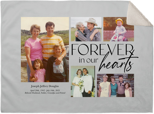 In Our Hearts Memorial Fleece Photo Blanket, Sherpa, 30x40, Gray