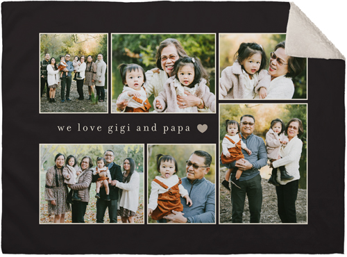 We Heart Modern Collage Fleece Photo Blanket, Sherpa, 30x40, Gray, charcoal