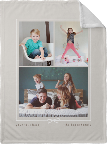Bow Border Collage Portrait Fleece Photo Blanket, Plush Fleece, 30x40, Brown, cafe