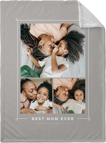 Hand-drawn Whimsy Border Fleece Photo Blanket, Plush Fleece, 30x40, Gray, stone