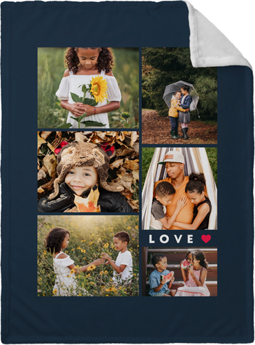 Modern Love Collage Fleece Photo Blanket, Plush Fleece, 30x40, Black