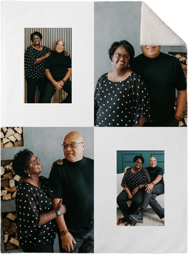 Minimal Gallery of Four Portrait Fleece Photo Blanket, Sherpa, 30x40, Multicolor, multi