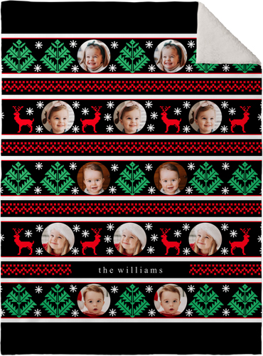 Holiday Sweater Fleece Photo Blanket, Sherpa, 30x40, Black