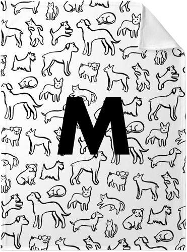 Outlined Dogs Custom Text Fleece Photo Blanket, Fleece, 30x40, Multicolor