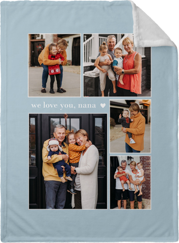 Grandma Heart Frames Fleece Photo Blanket, Plush Fleece, 30x40, Blue, celeste