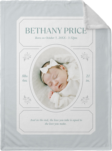 Vintage Stationery Frame Fleece Photo Blanket, Plush Fleece, 30x40, Blue, cedar