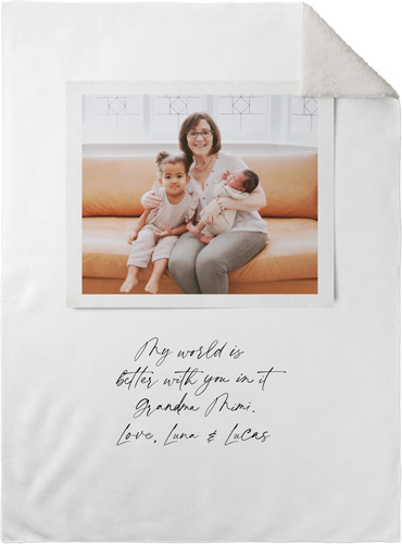 Sentimental Note Fleece Photo Blanket, Sherpa, 30x40, White