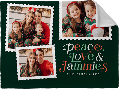 Holiday Stamp Collection Fleece Photo Blanket, Plush Fleece, 30x40, Green
