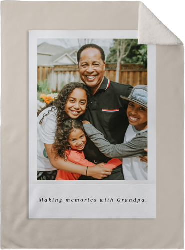 Simple Photo Frame Fleece Photo Blanket, Sherpa, 30x40, Beige