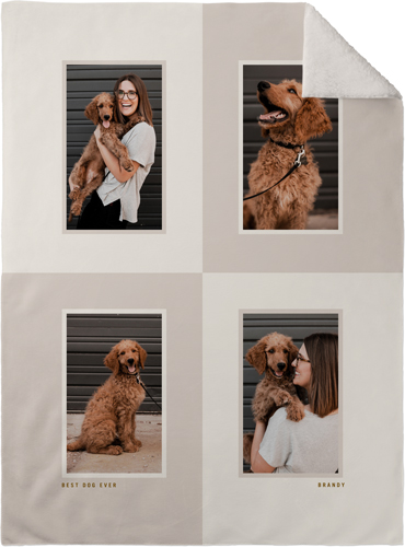Colorblock Collage Fleece Photo Blanket, Sherpa, 30x40, Beige, antique white