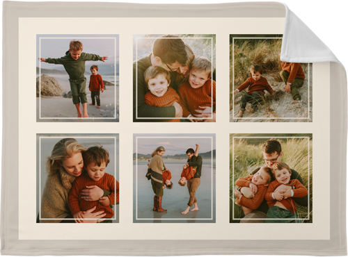 Simple Double Border Fleece Photo Blanket, Fleece, 30x40, Beige, antique white