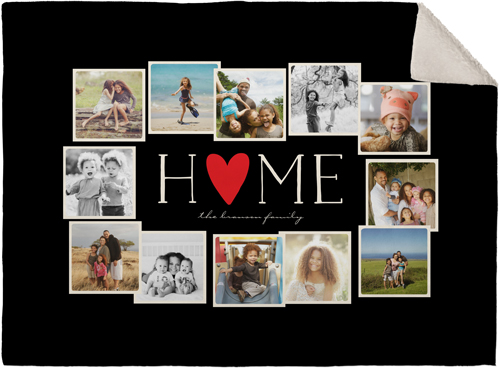 Home All Around Collage Fleece Photo Blanket, Sherpa, 30x40, Black