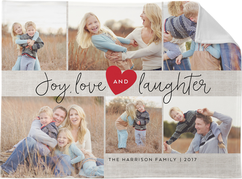 Joy Love Laughter Fleece Photo Blanket, Fleece, 30x40, Gray
