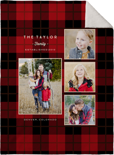 Rustic Plaid Red Fleece Photo Blanket, Sherpa, 30x40, Red