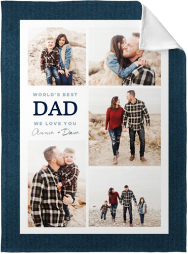 World's Best Dad Denim Fleece Photo Blanket, Fleece, 30x40, Blue