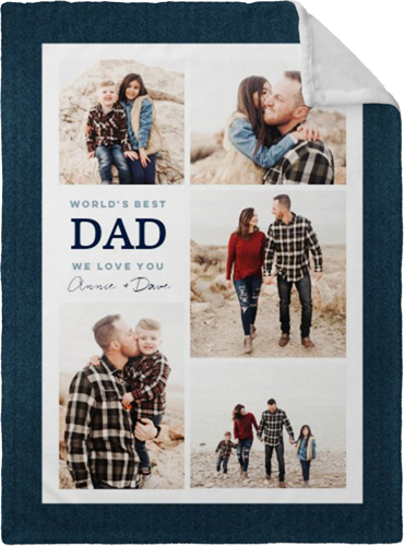 World's Best Dad Denim Fleece Photo Blanket, Plush Fleece, 30x40, Blue