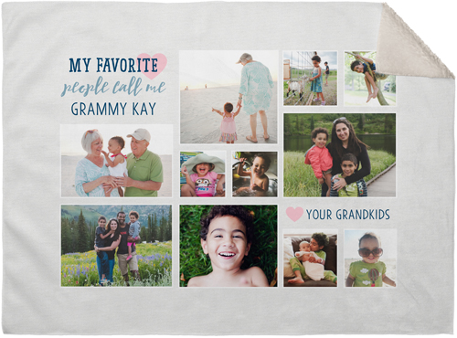 My Favorite People Heart Fleece Photo Blanket, Sherpa, 30x40, Gray