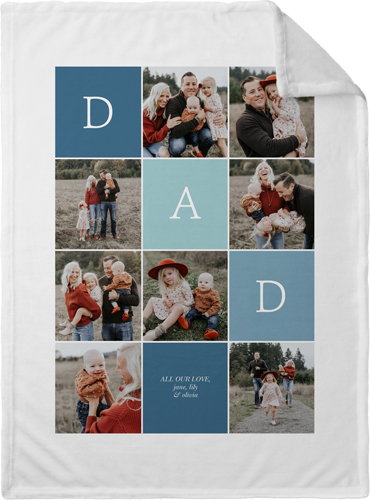 New Colorblock Dad Fleece Photo Blanket, Plush Fleece, 30x40, Blue