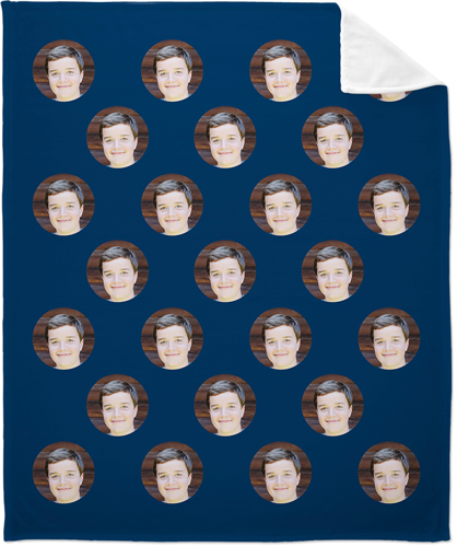 Floating Faces Fleece Photo Blanket, Plush Fleece, 50x60, Blue