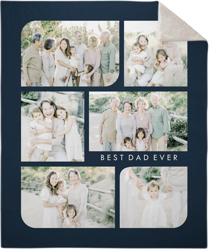 Rounded Edges Fleece Photo Blanket, Sherpa, 50x60, Black, silhouette