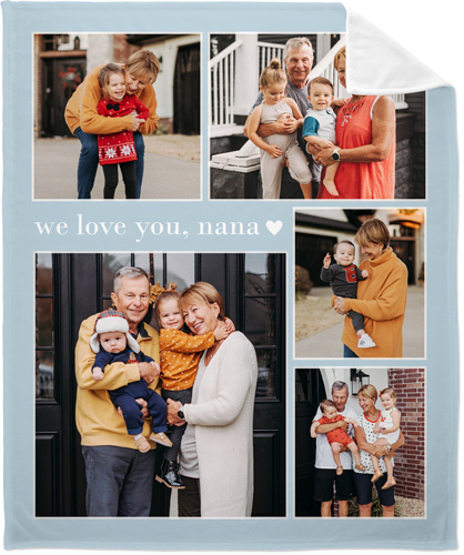 Grandma Heart Frames Fleece Photo Blanket, Plush Fleece, 50x60, Blue, celeste