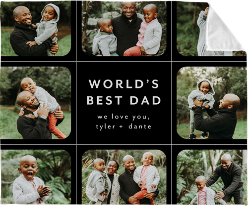 Organic Dad Grid Fleece Photo Blanket, Plush Fleece, 50x60, Black, black